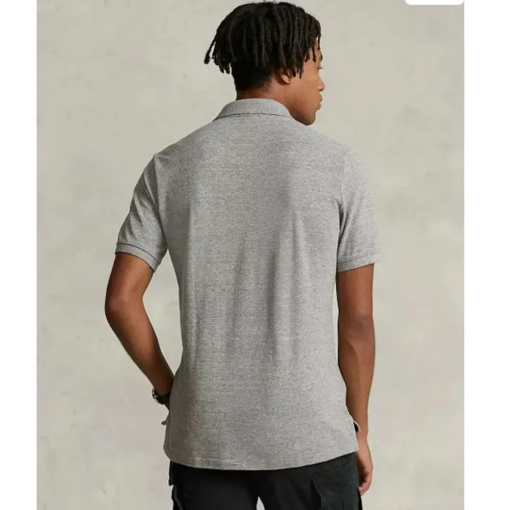 Polo Ralph Lauren Men L Polo Shirt Classic Fit Interlock Pony Gray Casual Cotton